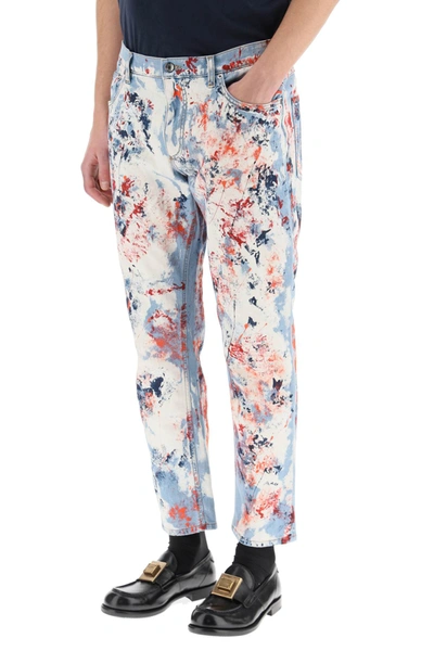 Shop Dolce & Gabbana Marbled Print Jeans In Mixed Colours