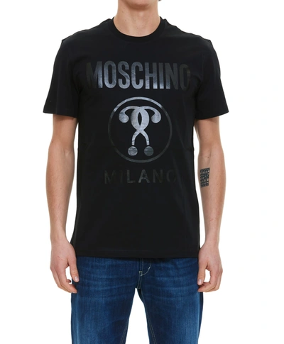 Shop Moschino Double Question Mark Logo T-shirt In Black