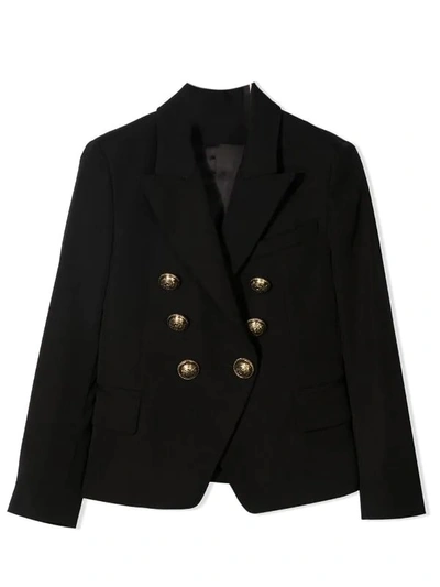 Shop Balmain Double-breasted Tailored Blazer In Black