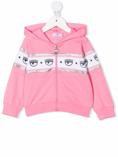 Shop Chiara Ferragni Pink Sweatshirt With Hood And Print