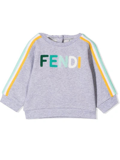 Shop Fendi Logo Sweatshirt In Grigio-verde