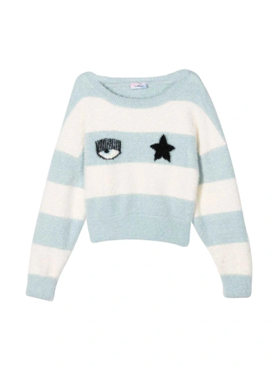 Shop Chiara Ferragni Blue Striped Sweater In Righe