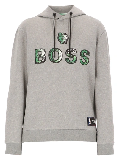 Shop Hugo Boss Boss X Nba Celtics Hoodie In Silver