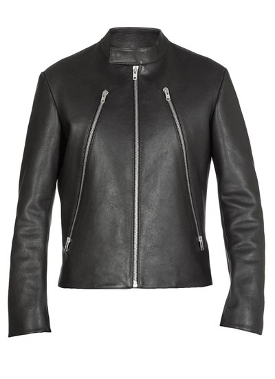 Shop Maison Margiela Biker Leather Jacket In Black