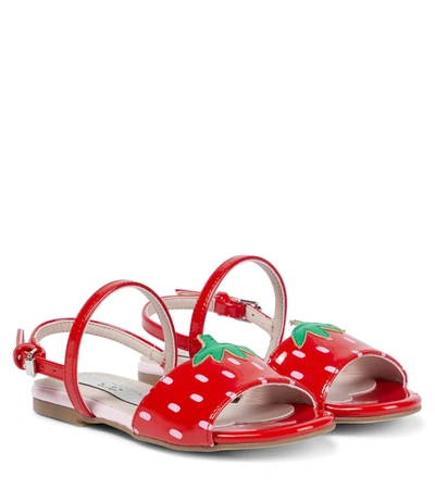 Shop Stella Mccartney Strawberry Faux Leather Sandals In Rosa/rosso
