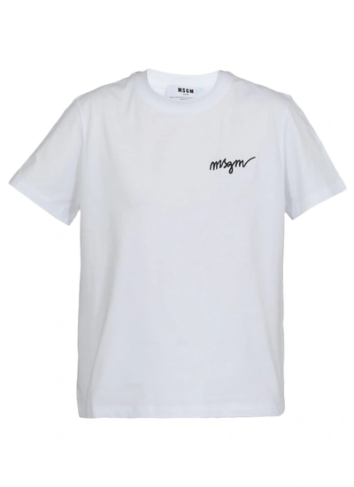 Shop Msgm Logo Embroidered Crewneck T In White