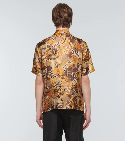 Shop Fendi Printed Short-sleeved Silk Shirt In Zafferano