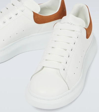 Shop Alexander Mcqueen Oversized Leather Sneakers In White/cedar