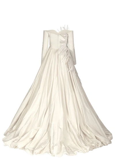 Jean Louis Sabaji Off Shoulder Silk Taffeta Gown