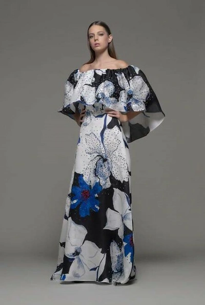 Shop Isabel Sanchis Asigliano Off Shoulder Floral Gown