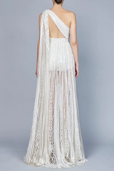 Shop Elie Saab Yarn Embroidered Long Gown
