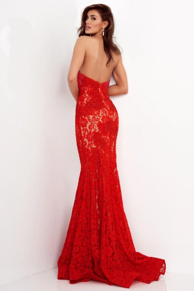 Shop Jovani Fitted Strapless Lace Gown