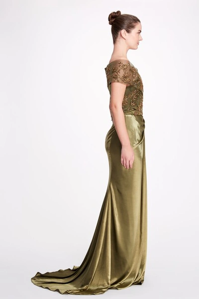 Shop Marchesa Gathered Slit Gown