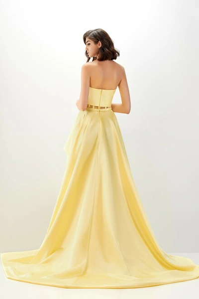 Shop Abdo Aoude Couture Yellow Strapless Bow Gown