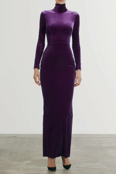 Shop Alex Perry Tierney Velvet Turtleneck Column Gown