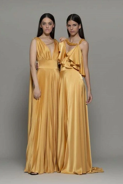Shop Isabel Sanchis Alimena Pleated Gown