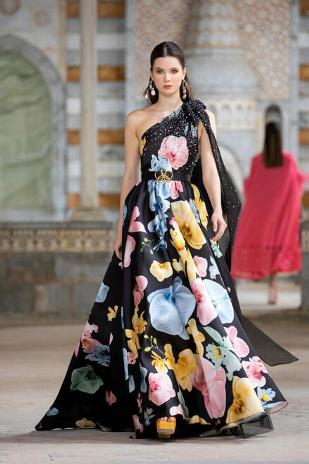 海外ブランドアウトレット通 Shoulder One Hobeika Georges Printed ModeSens | Gown Satin 着物・浴衣