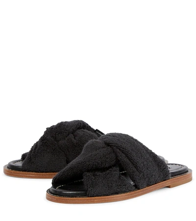 Shop Zimmermann Knotted Terry Slides In Black