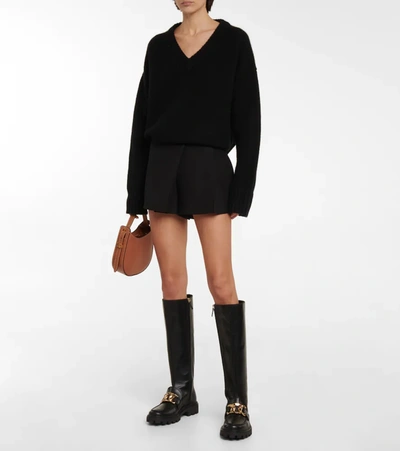 Shop Tod's Catena Leather Knee-high Boots In Nero