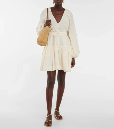 Shop Jonathan Simkhai Belted Mini Dress In Ivory