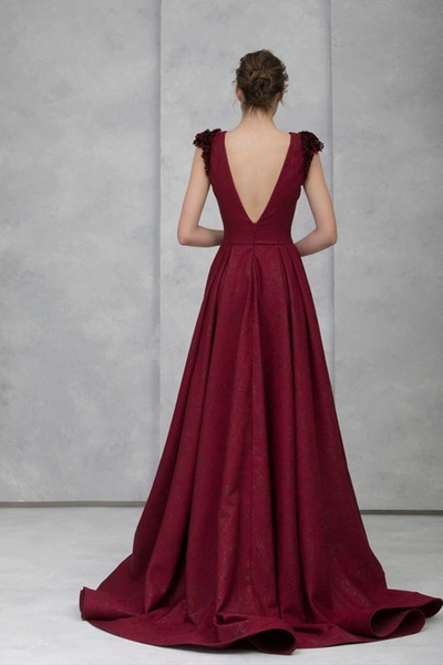 Shop Tony Ward Hand-embroidered Brocade Cap Sleeve Gown