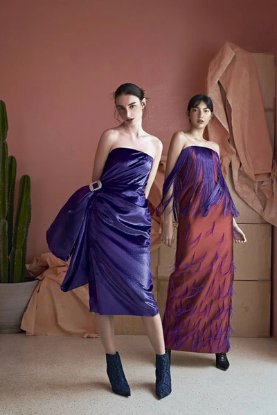 Shop Khoon Hooi Cheyenne Strapless Velvet Fitted Dress