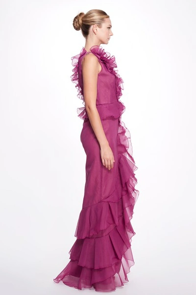 Shop Marchesa Ruffle Gown With Slit