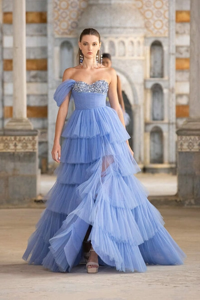 Shop Georges Hobeika Ruffle Tulle Gown