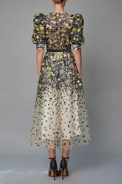 Shop Elie Saab Yarn Embroidered Midi Dress