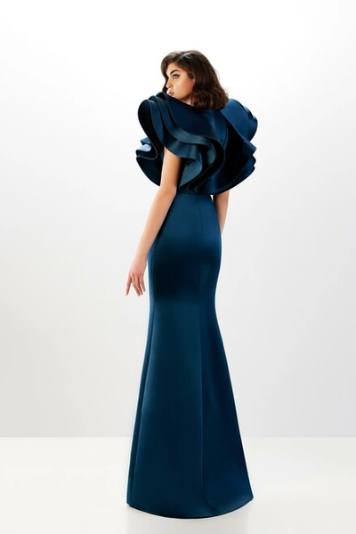 Shop Abdo Aoude Couture Oversized Ruffle Sleeves Gown