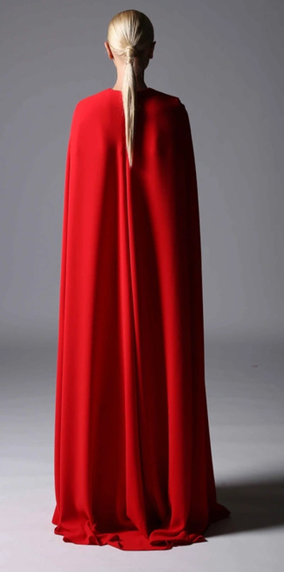 Shop Divina By Edward Arsouni Long Cape Sleeve Crepe Evening Gown