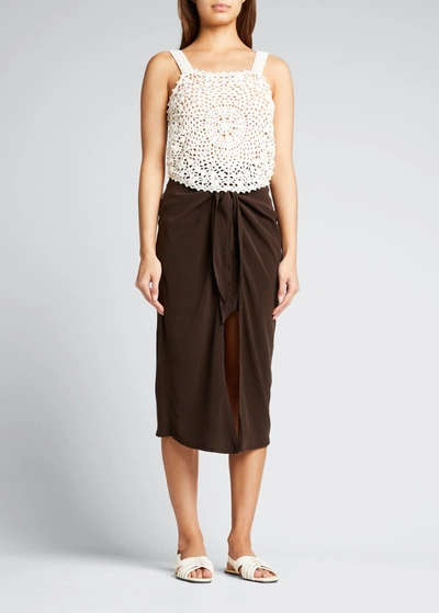 Shop Anemos High-waist Coverup Wrap Skirt In Espresso