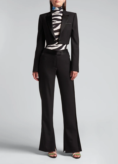 Shop Off-white Tuxedo Wide-leg Split Pants In Black No Color