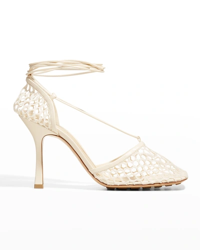 Bottega Veneta Neutral Stretch 90 Mesh Pumps In Toile