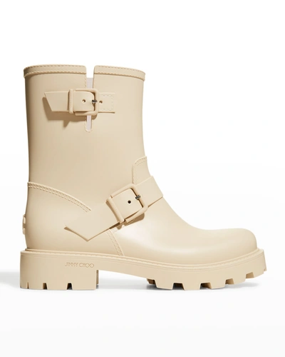 Jimmy Choo Yael Combat Boots In Beige Rubber/plasic In Barley