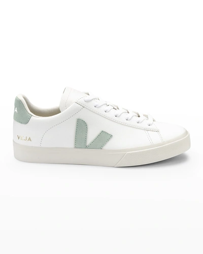 Shop Veja Campo Leather Low-top Sneakers In Matcha