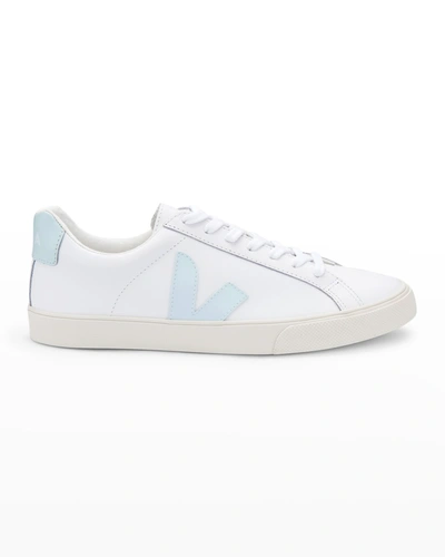 Shop Veja Esplar Bicolor Leather Low-top Sneakers In Extra White Menth