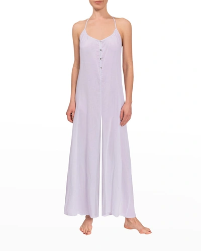 Shop Everyday Ritual Kaitlyn Wide-leg Halter-neck Jumpsuit In Lavender