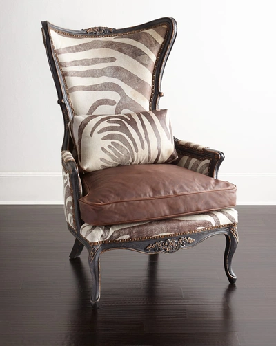 Shop Old Hickory Tannery Bono Hairhide Wing Chair In Zebra