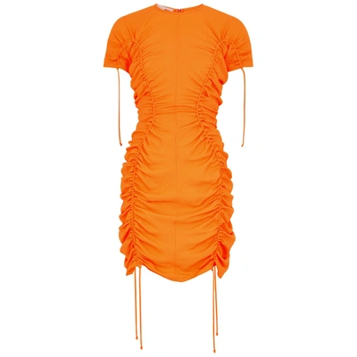 Stella Mccartney Orange Ruched Bodycon Short Dress In Orange