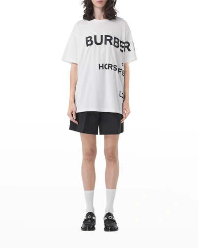 Shop Burberry Carrick Horseferry Print Oversized T-shirt In White