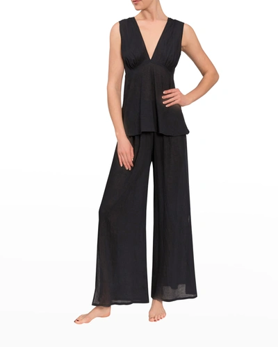Shop Everyday Ritual Julia Sleeveless Pajama Set In Black