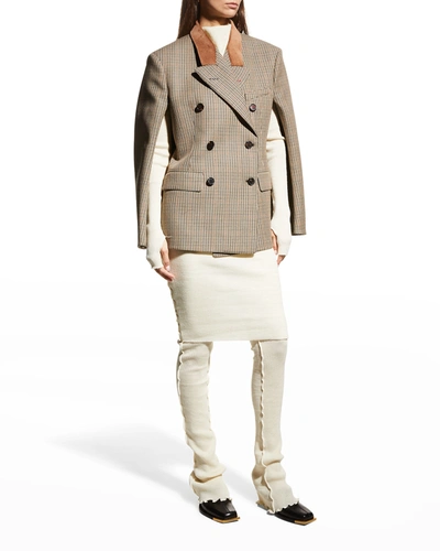 Shop Maison Margiela Houndstooth Cape Jacket In Clay/brown