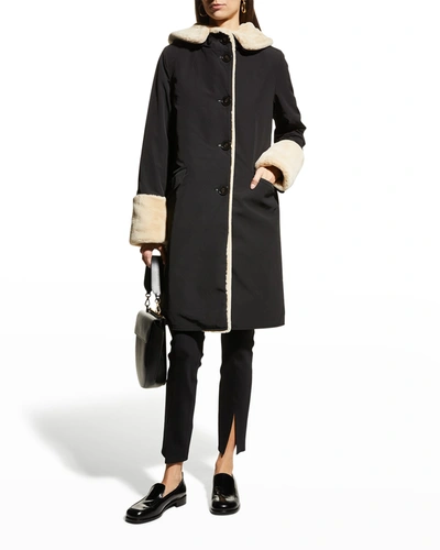 Shop Jane Post Reversible Faux-fur Storm Coat In Black/stone