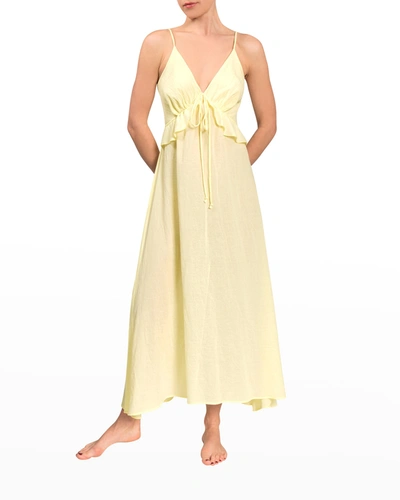 Shop Everyday Ritual Sophia Empire-waist Nightgown In Lemoncello