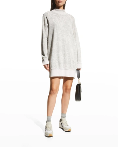 Shop Atm Anthony Thomas Melillo French Terry Camo Mock-neck Sweatshirt Dress In Watercolor Camo