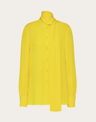 Yellow tie cheap neck blouse