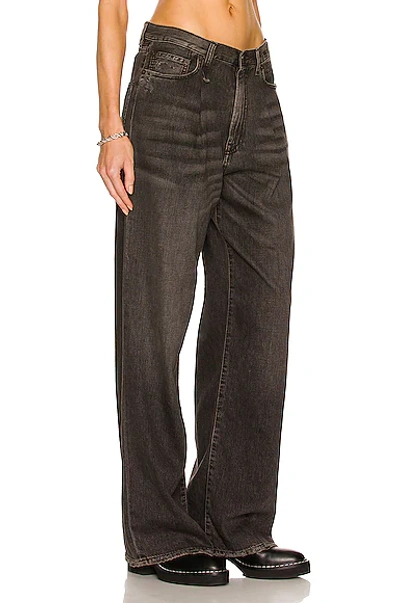 R13 Damon Pleated High Waist Wide Leg Jeans In Ellery Black