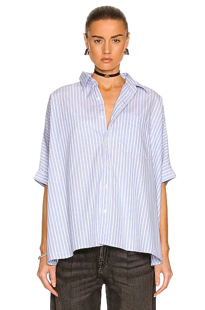 Shop R13 Oversized Boxy Button Up Shirt In Light Blue Wide Stripe