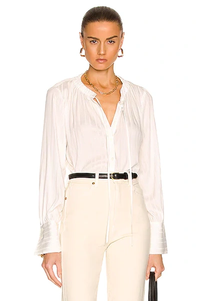 Shop Frame Shirred Neck Tie Blouse In Off White